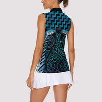 Blue Matariki New Zealand Women Sleeveless Polo Shirt Maori Poutama Galaxy Vibes