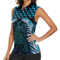 Blue Matariki New Zealand Women Sleeveless Polo Shirt Maori Poutama Galaxy Vibes