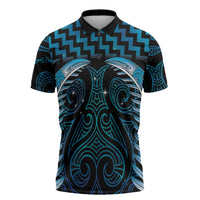 Blue Matariki New Zealand Zipper Polo Shirt Maori Poutama Galaxy Vibes - Polynesian Pride