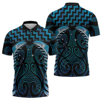 Blue Matariki New Zealand Zipper Polo Shirt Maori Poutama Galaxy Vibes - Polynesian Pride