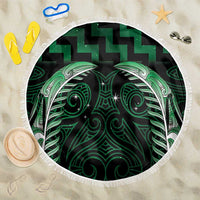 Green Matariki New Zealand Beach Blanket Maori Poutama Galaxy Vibes