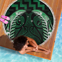 Green Matariki New Zealand Beach Blanket Maori Poutama Galaxy Vibes