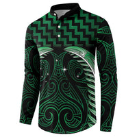 Green Matariki New Zealand Button Sweatshirt Maori Poutama Galaxy Vibes