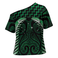Green Matariki New Zealand Cross Shoulder Shirt Maori Poutama Galaxy Vibes - Polynesian Pride