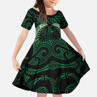 Green Matariki New Zealand Family Matching Mermaid Dress and Hawaiian Shirt Maori Poutama Galaxy Vibes