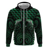 Green Matariki New Zealand Hoodie Maori Poutama Galaxy Vibes