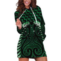 Green Matariki New Zealand Hoodie Dress Maori Poutama Galaxy Vibes