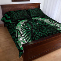 Green Matariki New Zealand Quilt Bed Set Maori Poutama Galaxy Vibes