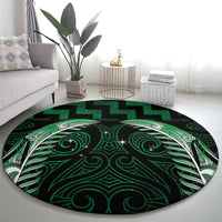 Green Matariki New Zealand Round Carpet Maori Poutama Galaxy Vibes