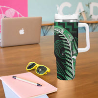 Green Matariki New Zealand Tumbler With Handle Maori Poutama Galaxy Vibes