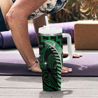 Green Matariki New Zealand Tumbler With Handle Maori Poutama Galaxy Vibes