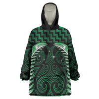 Green Matariki New Zealand Wearable Blanket Hoodie Maori Poutama Galaxy Vibes