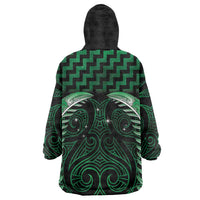 Green Matariki New Zealand Wearable Blanket Hoodie Maori Poutama Galaxy Vibes