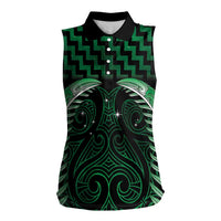 Green Matariki New Zealand Women Sleeveless Polo Shirt Maori Poutama Galaxy Vibes