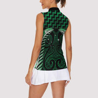 Green Matariki New Zealand Women Sleeveless Polo Shirt Maori Poutama Galaxy Vibes