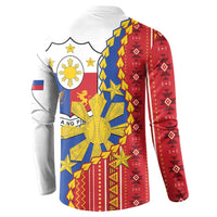 Philippines Independence Day Button Sweatshirt Pilipinas Sun Stars Igorot Pattern