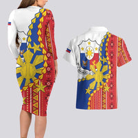 Philippines Independence Day Couples Matching Long Sleeve Bodycon Dress and Hawaiian Shirt Pilipinas Sun Stars Igorot Pattern