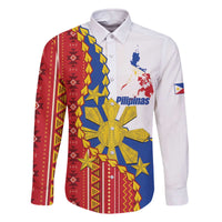 Philippines Independence Day Family Matching Off The Shoulder Long Sleeve Dress and Hawaiian Shirt Pilipinas Sun Stars Igorot Pattern