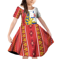 Philippines Independence Day Family Matching Off Shoulder Short Dress and Hawaiian Shirt Pilipinas Sun Stars Igorot Pattern