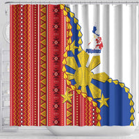 Philippines Independence Day Shower Curtain Pilipinas Sun Stars Igorot Pattern