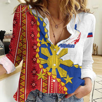 Philippines Independence Day Women Casual Shirt Pilipinas Sun Stars Igorot Pattern