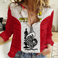 New Caledonia Football Women Casual Shirt Polynesian Pattern Sporty Style LT14 Female Red - Polynesian Pride
