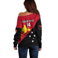 Personalised Papua New Guinea Football Off Shoulder Sweater Go PNG Polynesian Pattern Sporty Style LT14 - Polynesian Pride