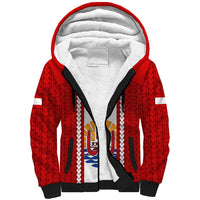 Personalised Tahitian Football Sherpa Hoodie Tahiti Coat Of Arm Polynesian Sporty Style LT14 Unisex Red - Polynesian Pride