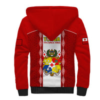 Tonga Football Sherpa Hoodie Tongan Ngatu Pattern Sporty Style LT14 - Polynesian Pride