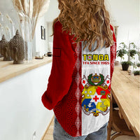 Tonga Football Women Casual Shirt Tongan Ngatu Pattern Sporty Style LT14 - Polynesian Pride