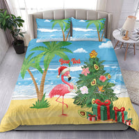Flamingo Hawaii Summer Christmas Personalized Bedding Set Mele Kalikimaka Beachy Vibes