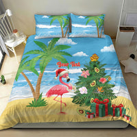 Flamingo Hawaii Summer Christmas Personalized Bedding Set Mele Kalikimaka Beachy Vibes
