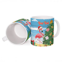 Flamingo Hawaii Summer Christmas Personalized Ceramic Mug Mele Kalikimaka Beachy Vibes