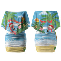 Flamingo Hawaii Summer Christmas Personalized Couples Matching Off Shoulder Short Dress and Hawaiian Shirt Mele Kalikimaka Beachy Vibes LT14 - Polynesian Pride