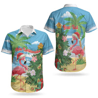 Flamingo Hawaii Summer Christmas Personalized Couples Matching Short Sleeve Bodycon Dress and Hawaiian Shirt Mele Kalikimaka Beachy Vibes LT14 - Polynesian Pride