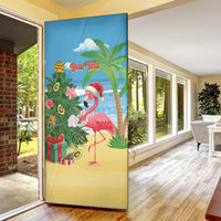 Flamingo Hawaii Summer Christmas Personalized Door Cover Mele Kalikimaka Beachy Vibes