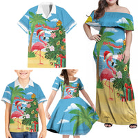 Flamingo Hawaii Summer Christmas Personalized Family Matching Off Shoulder Maxi Dress and Hawaiian Shirt Mele Kalikimaka Beachy Vibes LT14 - Polynesian Pride