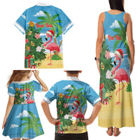 Flamingo Hawaii Summer Christmas Personalized Family Matching Tank Maxi Dress and Hawaiian Shirt Mele Kalikimaka Beachy Vibes