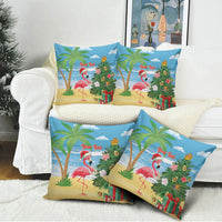 Flamingo Hawaii Summer Christmas Personalized Pillow Cover Mele Kalikimaka Beachy Vibes