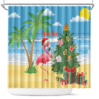 Flamingo Hawaii Summer Christmas Personalized Shower Curtain Mele Kalikimaka Beachy Vibes