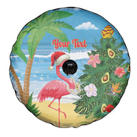 Flamingo Hawaii Summer Christmas Personalized Spare Tire Cover Mele Kalikimaka Beachy Vibes