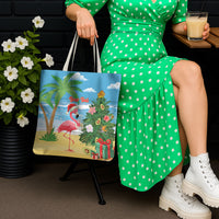 Flamingo Hawaii Summer Christmas Personalized Tote Bag Mele Kalikimaka Beachy Vibes