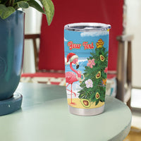 Flamingo Hawaii Summer Christmas Personalized Tumbler Cup Mele Kalikimaka Beachy Vibes