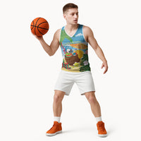 Chilling Parrot Hawaii Summer Christmas Personalized Basketball Jersey It's 5 O'Clock Somewhere Beachy Vibes