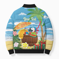 Chilling Parrot Hawaii Summer Christmas Personalized Bomber Puffer Jacket It's 5 O'Clock Somewhere Beachy Vibes