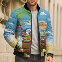 Chilling Parrot Hawaii Summer Christmas Personalized Bomber Puffer Jacket It's 5 O'Clock Somewhere Beachy Vibes
