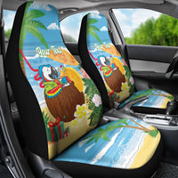 Chilling Parrot Hawaii Summer Christmas Personalized Car Seat Cover It's 5 O'Clock Somewhere Beachy Vibes