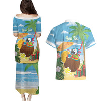 Chilling Parrot Hawaii Summer Christmas Personalized Couples Matching Puletasi and Hawaiian Shirt It's 5 O'Clock Somewhere Beachy Vibes LT14 - Polynesian Pride