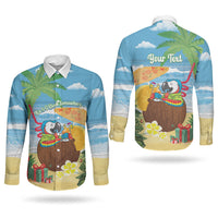 Chilling Parrot Hawaii Summer Christmas Personalized Couples Matching Short Sleeve Bodycon Dress and Long Sleeve Button Shirt It's 5 O'Clock Somewhere Beachy Vibes LT14 - Polynesian Pride