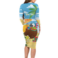 Chilling Parrot Hawaii Summer Christmas Personalized Family Matching Long Sleeve Bodycon Dress and Hawaiian Shirt It's 5 O'Clock Somewhere Beachy Vibes
